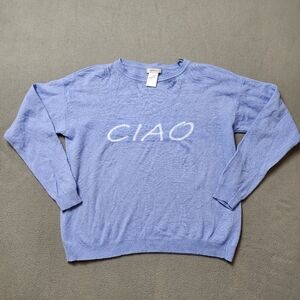 Bartolini CIAO Pullover Blue Wool Cashmere Blend Sweater Crew Neck Made in Italy